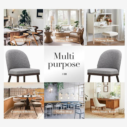 COLAMY Upholstered Dining Chairs Set of 2, Large Dining Room Kitchen Chairs with High Back and Deep Seat, Modern Fabric Dinner Chairs with Wood Legs, Dark Grey