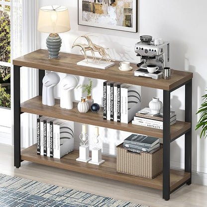 EXCEFUR Modern Sofa Table Behind Couch, Console Table with 3 Tier Shelves, Foyer Tables for Living Room Entryway Hallway, Rustic Oak