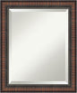 Amanti Art Brown Bathroom Mirror for Over Sink, 24x20 Caleb Brown Rectangle Vanity Mirror, Small Rustic Farmhouse Frame, Hangs Horizonally and Vertically, Bathroom Wall Decor, Beveled Edge