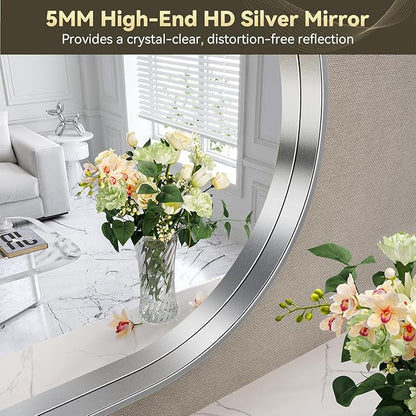 Brightify Arched Mirror, Arched Wall Mirror, 28 x 40 Inch Silver Arch Mirror, Metal Frame Silver Bathroom Mirror, Arched Top Bathroom Vanity Mirror for Living Room Bedroom Mantel Entryway Hallways