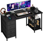 Computer Desk with 4 Drawers, 47 Inch Office Desk with Storage, Gaming Desk with CPU Shelves, Writing Desk Work Desk for Home Office, Study, Bedroom, Work from Home, Black