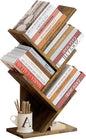 Hoctieon 4 Tier Tree Bookshelf, 4 Shelf Bookcase, Modern Book Storage, Free Standing Tree Bookcase, Utility Organizer Shelves for Home Office, Living Room, Bedroom, Rustic Brown