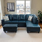 Osparple Sectional Couch PU Leather L Shaped Couch 3 Pieces Modular Sectional Sofa with Storage Ottoman for Living Room and Small Apartment, Peacock Blue