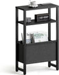 Narrow Side Table, Slim End Table with Magazine Rack, Bedside Table for Small Spaces, 3 Tier Sofa Couch Table Nightstand for Living Room, Bedroom Black LET503B
