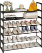 Calmootey 6-Tier Shoe Rack, Tall Large Capacity 30 Pairs Shoes Storage Organizer, Stackable Wide Shoe Shelf for Entryway, Hallway, Black