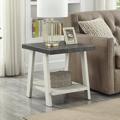 Roundhill Furniture Athens Contemporary 3-Piece Wood Shelf Coffee Table Set, Weathered Charcoal and Beige