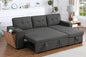 Ball & Cast L-Shape Reversible Sectional Sleeper Sofa Bed 4 in 1 Pull Out Couch with Storage Chaise USB Ports & Cup Holder Convertible Sleeper Corner Couch Pull-Out Sofa Bed for Living Room Office