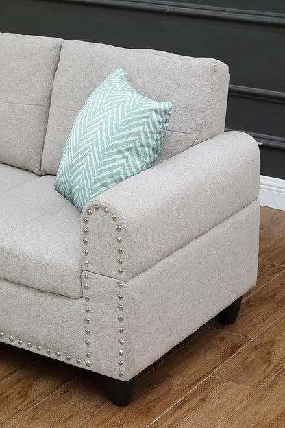 Evan Sectional Sofa or Couch with Ottoman for Living Room, Apartment, Bedroom, Office