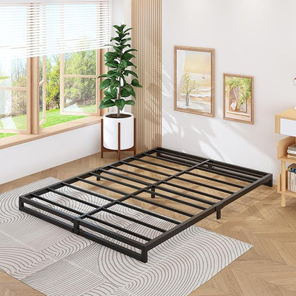 6 Inch King Size Bed Frame Sturdy Mattress Foundation, Heavy Duty Metal Platform with Steel Slats Support No Box Spring Needed, Noise Free, Easy Assembly, Black