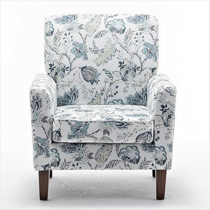 Container Furniture Direct Contemporary Accent Arm Chair with Birch Wood Frame and Velvet Upholstery, Armchair for Office and Living Room Decor, Removable Cushions, 07 Printed Fabric