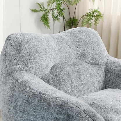Furniliving Bean Bag Chair, Giant Bean Bag Chair Stuffed Floor Sofa for Adults Comfy Bean Bag Sofa with Back Support, Oversized Bean Bag Couch for Living Room Bedroom Dorm Office, Teddy, Dark Grey
