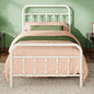 Allewie 14 Inches Twin Size Metal Platform Bed Frame with Victorian Style Iron-Art Headboard/Footboard, Mattress Foundation, Easy Assembly, Under Bed Storage, No Box Spring Required, Off White