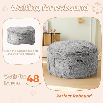 MAXYOYO Kids Bean Bag Chair, Stuffed Faux Fur Bean Bag for Toddler, Ultra Soft Floor Sofa with High-Density Foam Filling, Lazy Chair for Living Room, Playroom, Nursery Room