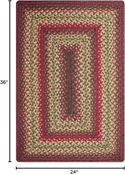 Homespice Cider Barn Cranberry Red Rectangle Braided Rug, Jute, 2x3' - Perfect Country Primitive Decor for Kitchen, Bathroom, Everywhere