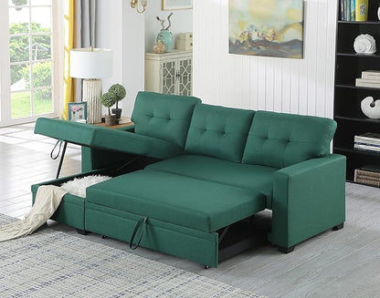 Devion Furniture Philly 4-in-1 Convertible L Shaped Couch with Pull Out Bed and Storage, Sectional Sleeper Sofa with Reversible Chaise for Living Room, Apartment, Bedroom, Office