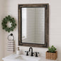 YOSHOOT Farmhouse Bathroom Mirror, Rustic Wood Mirror, Wooden Framed Vanity Mirror, Solid Wood & Handmade, Vertical or Horizontal Hanging for Bathroom Entryway Living Room Bedroom, 32" x 24", Brown