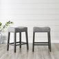 Roundhill Furniture Coco Upholstered Backless Saddle Seat Counter Stools 25.5" Height, Set of 2, Gray