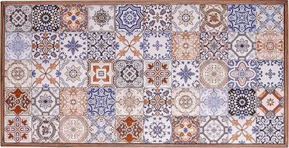 Comfyt Coffee Table, Side Table, End Table, Nightstand Nesting Table Bedside Table Accent Table Home Essentials Wood Tiled Top Rustic Table Ceramic Tiles Mexican Tile Table