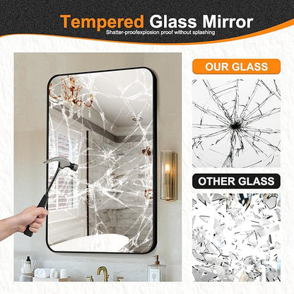 Delma Bathroom Mirror, Black Framed Bathroom Mirror for Over Sink, High-Definition Vanity Mirror, Versatile Mirror for Bathroom, Hangs Horizontally or Vertically(40x28, Black)