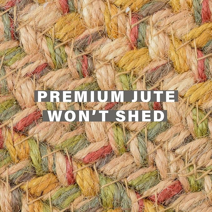 Homespice Harvest Jute Brown Braided Rug 8x10' Oval Rug for Living Room, Bedroom Rug and Dining Room. Pet Friendly. Decor Styles- Farmhouse Rug, Rustic, Vintage, Cottage, Primitive, Country, Boho Rug