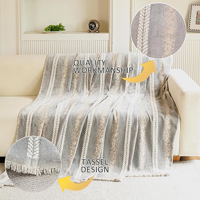Couch Cover for Dogs Washable Sofa Cover, Sectional Couch Covers, Sofa Covers for 2 Cushion Couch, Non Slip Stripe Sofa Slipcovers Furniture Protector, Couch Protector from Cat Claws, Light,75''x102''