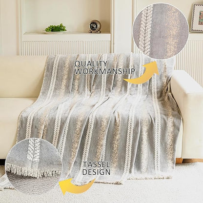 Couch Cover for Dogs Washable Sofa Cover, Sectional Couch Covers, Sofa Covers for 2 Cushion Couch, Non Slip Stripe Sofa Slipcovers Furniture Protector, Couch Protector from Cat Claws, Light,75''x102''