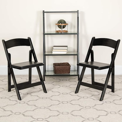 Flash Furniture 4 Pack HERCULES Series Black Wood Folding Chair with Vinyl Padded Seat