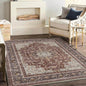 Washable Area Rug 4'x6' Traditional Floor Cover Foldable Thin Rugs Retro Kitchen Indoor Distressed Non Slip Carpet Floral Print Mat Bedroom Living Room
