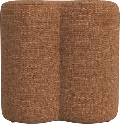 HomePop Upholstered Clover Shaped Ottoman Home Décor|Foot Rest Ottoman - Rust Orange Chenille