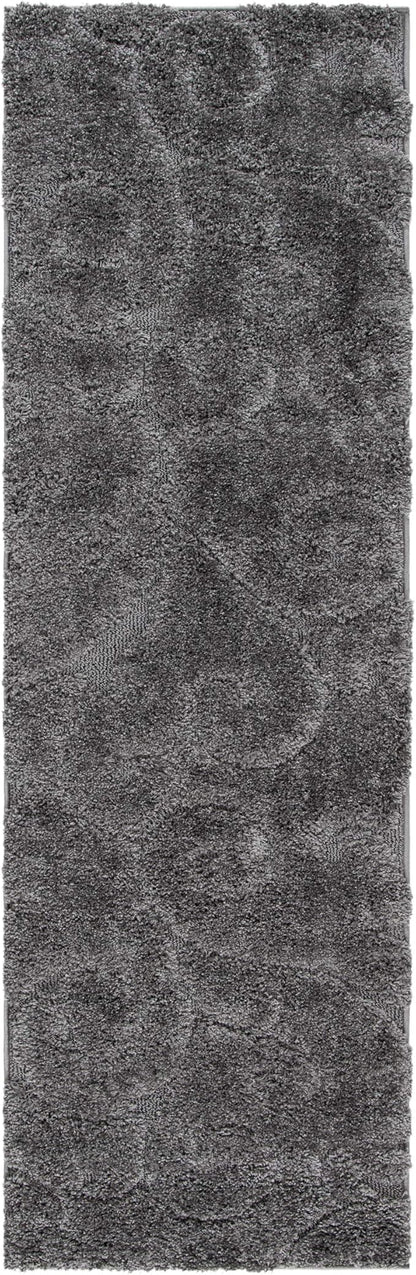 SAFAVIEH Florida Shag Collection Runner Rug - 2'3" x 11', Grey, Scroll Design, Non-Shedding & Easy Care, 1.2-inch Thick Ideal for High Traffic Areas in Living Room, Bedroom (SG455-8013)