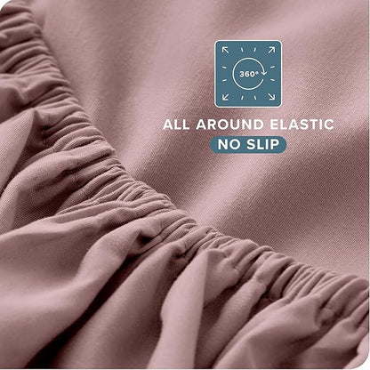 Bare Home Queen Sheet Set - Luxury 1800 Ultra-Soft Microfiber Bed Sheets - Double Brushed - Deep Pockets - Easy Fit - 4 Piece Set - Bedding Sheets & Pillowcases (Queen, Mauve)