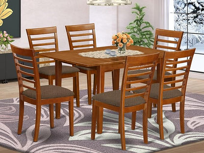 East West Furniture Milan 7 Piece Kitchen Set Consist of a Rectangle Table with Butterfly Leaf and 6 Linen Fabric Dining Room Chairs, 36x54 Inch, MILA7-SBR-C