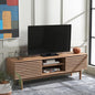 SAFAVIEH Aricia TV Stand for up to 65" Flatscreen – Oak Brown, 2 Sliding Doors with Interior Storage, 1 Open Shelf, Entertainment Media Console (MED9633D)