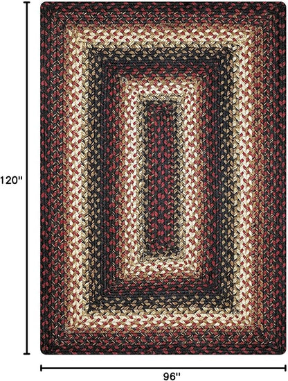 Homespice Prescott Braided Area Rugs 8x10' - Primitive Red and Black Rugs for Dining Room and Living Room
