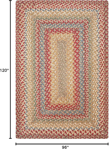 Homespice Azalea Multicolor Braided Area Rugs, Jute, 8x10' Rectangle - Perfect Country Primitive Decor for Dining Room, Bedroom, Everywhere