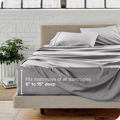 Bare Home King Sheet Set - Luxury 1800 Ultra-Soft Microfiber King Bed Sheets - Double Brushed - Deep Pockets - Easy Fit - 4 Piece Set - Bedding Sheets & Pillowcases (King, Light Grey)