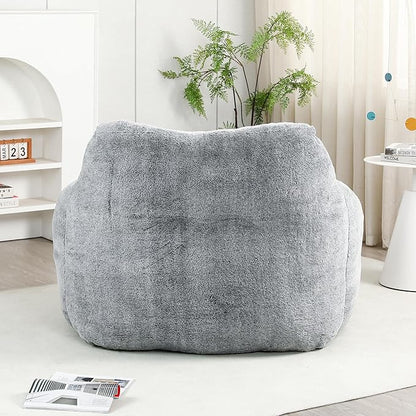 Furniliving Bean Bag Chair, Giant Bean Bag Chair Stuffed Floor Sofa for Adults Comfy Bean Bag Sofa with Back Support, Oversized Bean Bag Couch for Living Room Bedroom Dorm Office, Teddy, Dark Grey