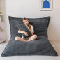MAXYOYO Giant Bean Bag Chair with Pillow, 3 in 1 Convertible Bean Bag Chair for Adults with Washable Cover, Removable Floor Cushion Stuffed Floor Lounger for Living Room Bedroom, Dark Grey, Full