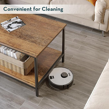 SAYGOER Coffee Table with Storage 2-Tier Industrial Center Table for Living Room, Rectangle Wood Table for Small Spaces Apartment Home Office, Walnut