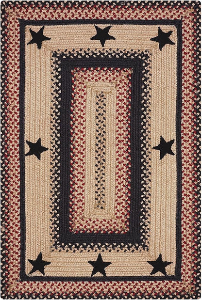 Homespice Gloucester Jute Braided Rug 27x45in Rect Black-Tan-Red Natural Jute Rug. Uses- Indoor Entryway, Kitchen Rug, Bedroom Doorway Reversible, Rustic, Country, Primitive, Farmhouse Decor