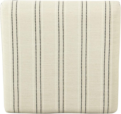 Homepop Home Decor | Modern Square Ottoman with Metal X Base | Ottoman for Living Room & Bedroom | Decorative Home Furniture (Black and White Stripe)