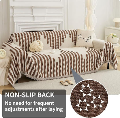 HAOMAIJIA Boho Sofa Covers Couch Covers for 3 Cushion Couch Sofa Pet Friendly Soft Thick Couch Cover for Dogs Washable Sectional Couch Covers L Shape Furniture Protector (Brown, 91"x150")
