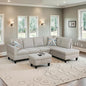 NicBex Sectional Couch 3 Pieces Sofa Set with Left Chaise Flannel L Shaped Cloud Couch for Living Room Furniture Sets with Storage Ottoman, Modular Sofa for Living Room & Apartment, Off-White