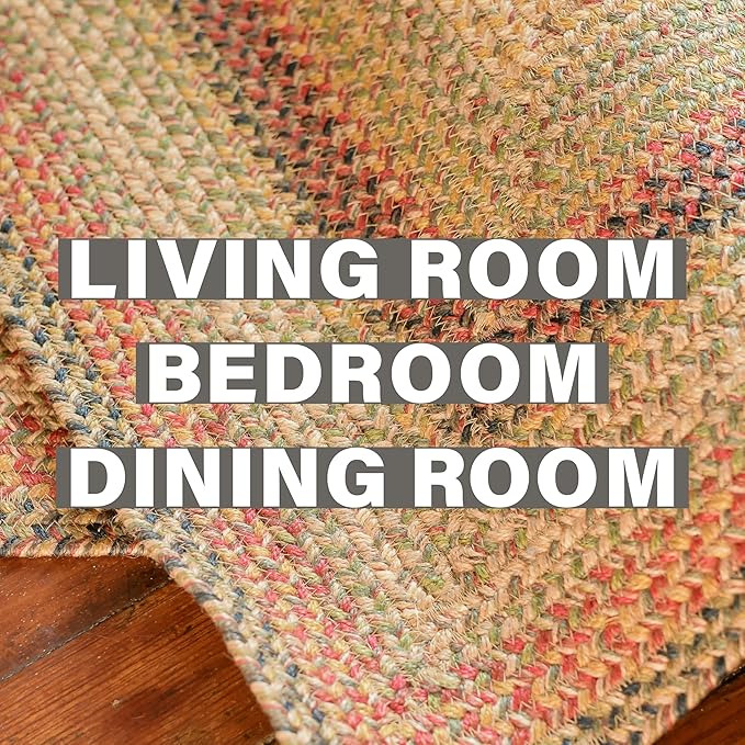 Homespice Kingston Braided Oval Area Rugs 4x6' – Jute Braided Multi Color Rugs for Living Room and Bedroom
