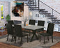 East West Furniture X697FL624-7 7 Piece Dining Room Furniture Set Consist of a Rectangle Dining Table with X-Legs and 6 Black Linen Fabric Parsons Chairs, 40x72 Inch, Multi-Color