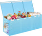 Extra Large Toy Box, Toy Box for Kids Boys Girls, Collapsible Sturdy Toy Storage Organizer with Mesh Pockets, 40"x14"x16" Kids Toy Chest Boxes Bins Baskets for Nursery, Playroom, Blue