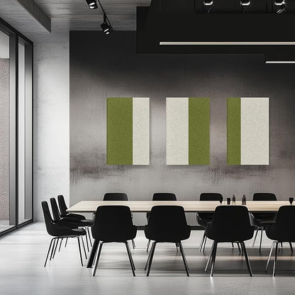 3-Pack Stitched Fabric Acoustic Panels Sound Absorbing,3-Piece 35.5x23.6 Inches Sound Proof Foam Panels for Walls,Sound Dampening Wall Panels for Home,Office.Green and Light Gray