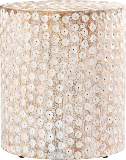 SEI Furniture Campti Round Accent Table, White