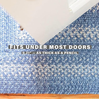 Denim Blue Small Braided Rugs, 2x3' Rectangle - Handmade with Jute, Coastal Country Decor, Perfect for Laundry Rooms, Bathrooms and Entryways - Durable and Easy to Clean