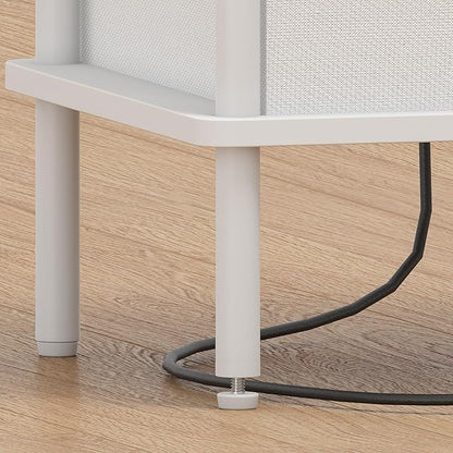 Small Side Table with Charging Station, End Table for Small Spaces, Slim Nightstand with Outlet,Sofa Beside Table, 3-Tier Storage Shelf,Living Room, Bed Room, Natrual White